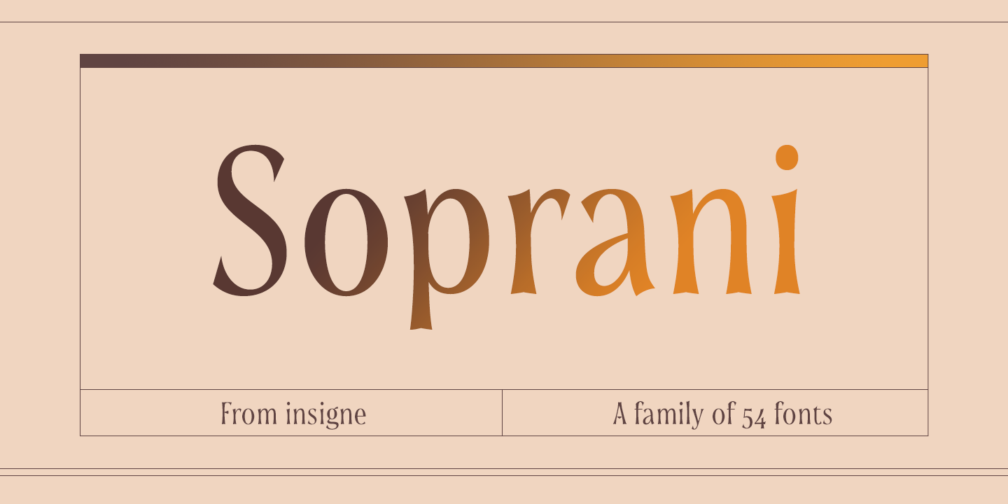 Ejemplo de fuente Soprani Norm Bold Italic